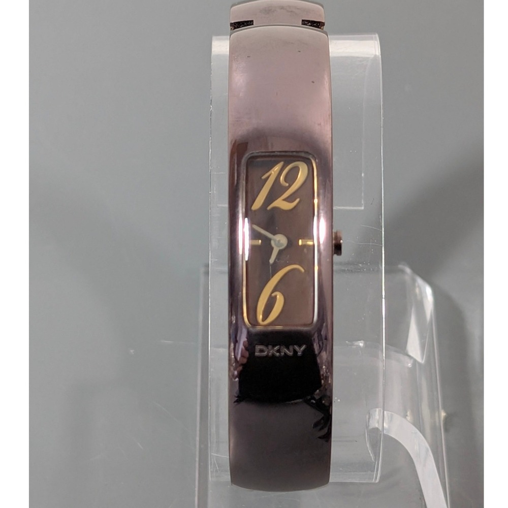 DKNY Bangle Watch Women's Brownish Purple & Gold Tone Working Fits 6.5"